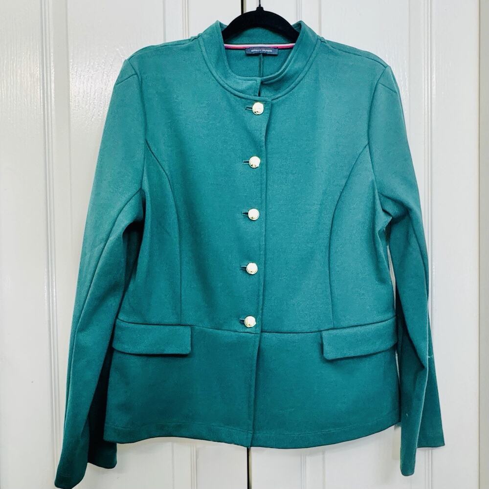 Tommy Hilfiger Woman’s Military Blazer Emerald Green Gold Buttons Size Medium